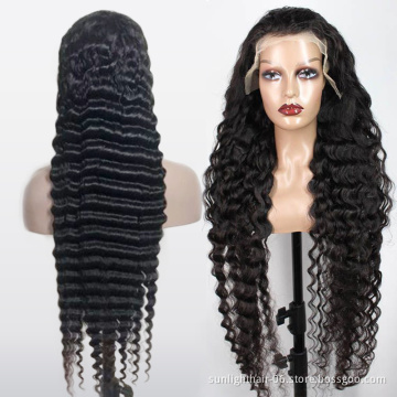 Brazilian Human Hair Swiss HD  Lace Front Wig With Baby Hair For Black Women loose Deep Wave Lace Frontal Wig